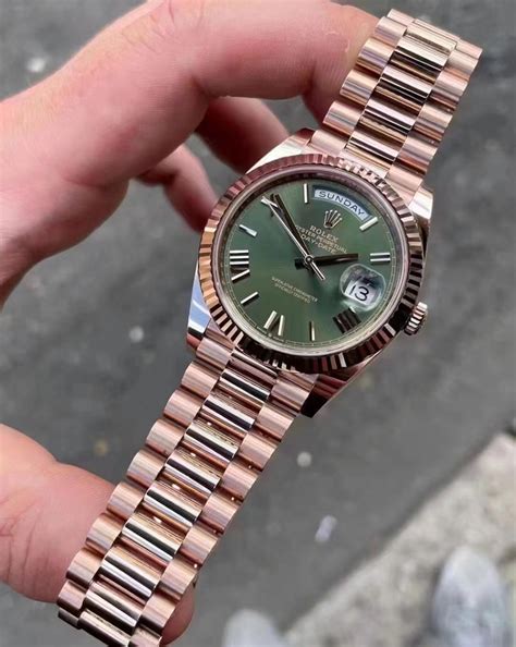 rolex day date rose gold green replica